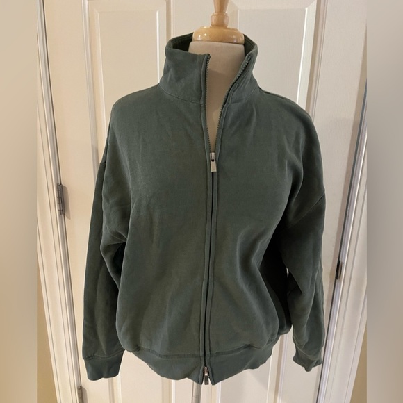 NWT Victoria’s secret PINK Olive Green Zip-Up Sweatshirt-Size Small - Picture 1 of 8